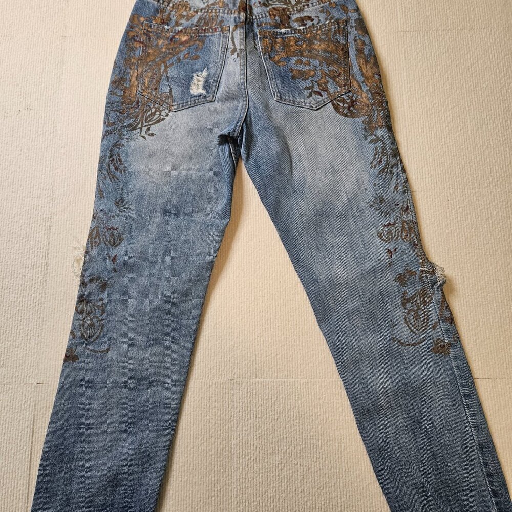 Free People Paint Stencil Distressed Jeans - size 27 - Picture 5 of 7
